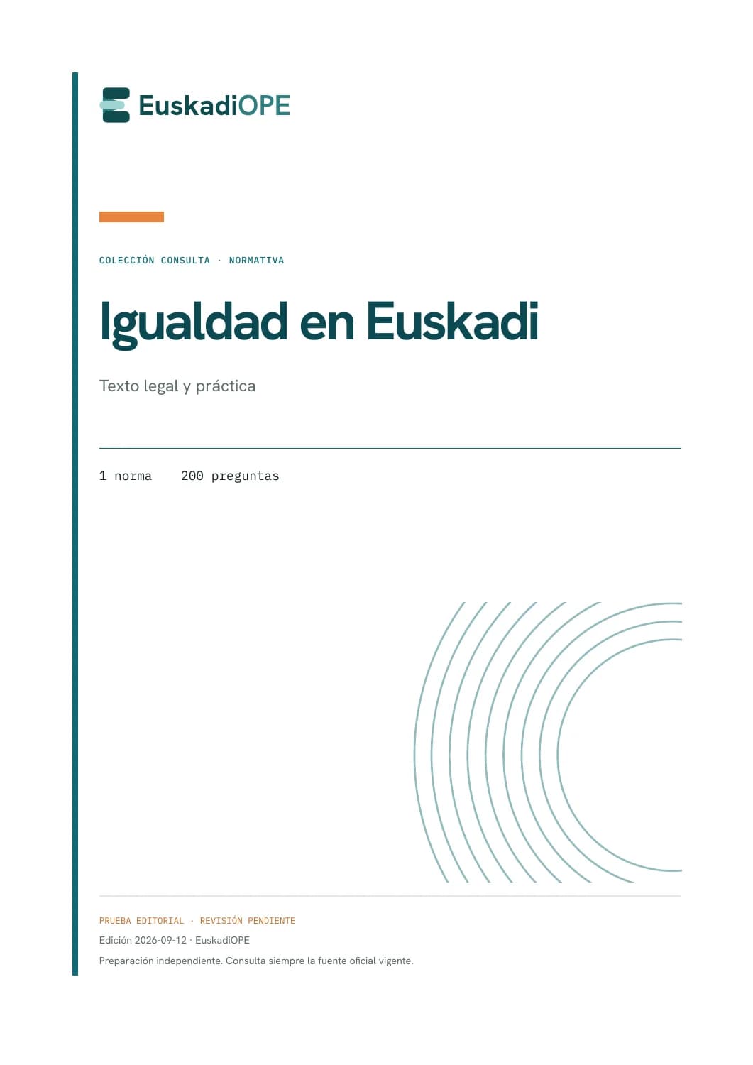 Portada real de Igualdad en Euskadi: Texto legal y práctica