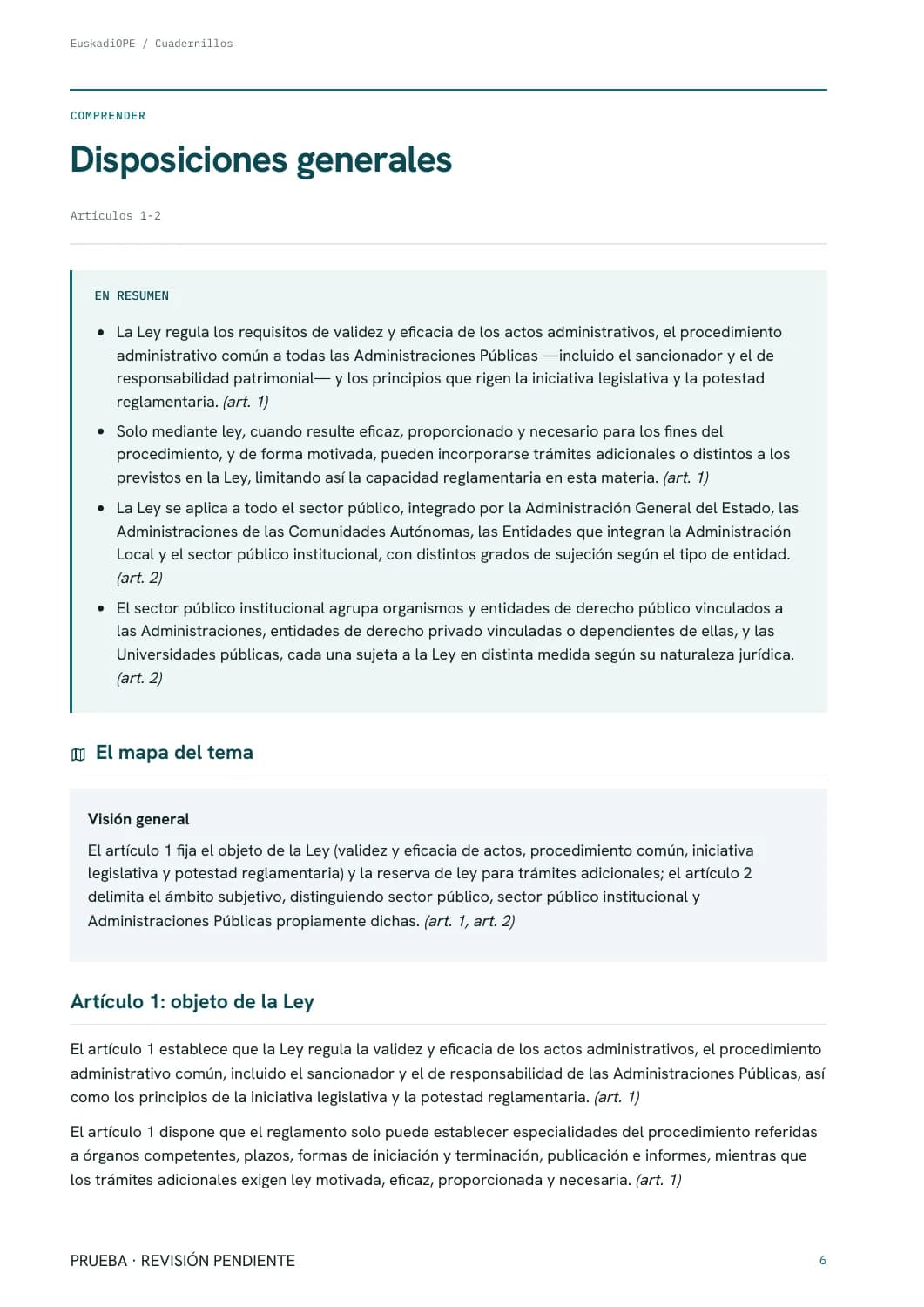 Página real de explicación de la Ley 39