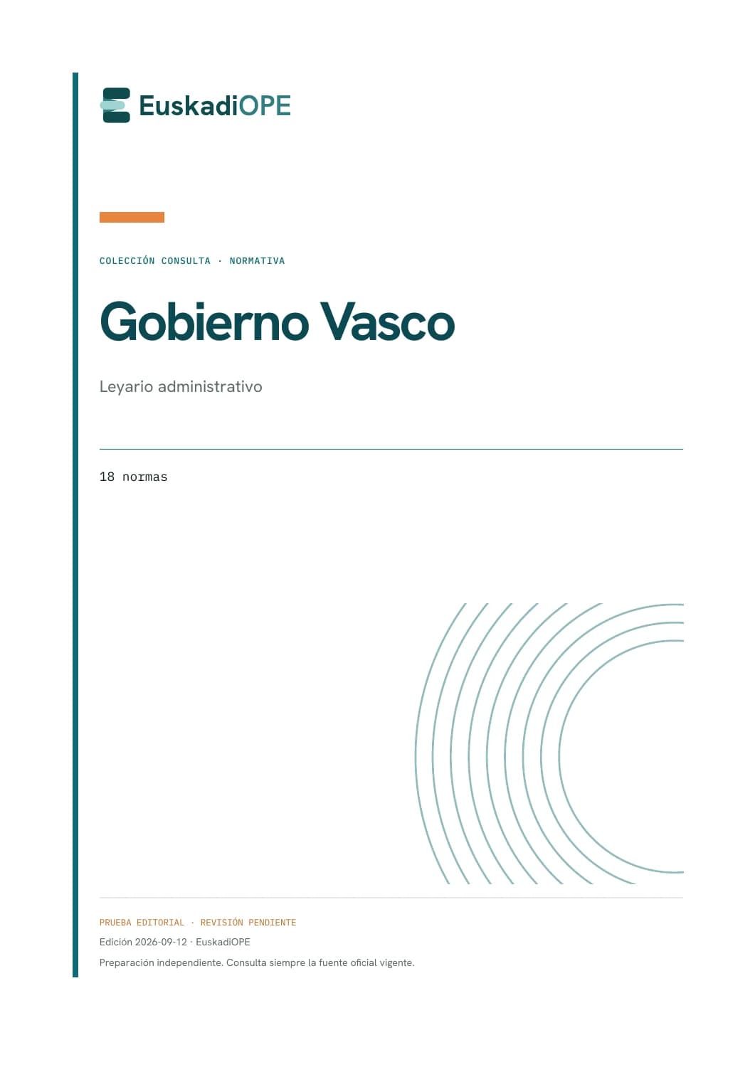 Portada real de Gobierno Vasco: Leyario administrativo